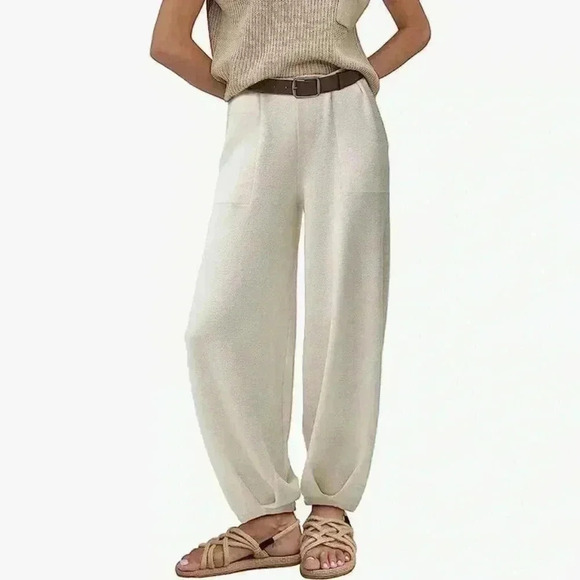 Amazon Wide leg pants for women, high waisted pants Ivory size small - Picture 1 of 9